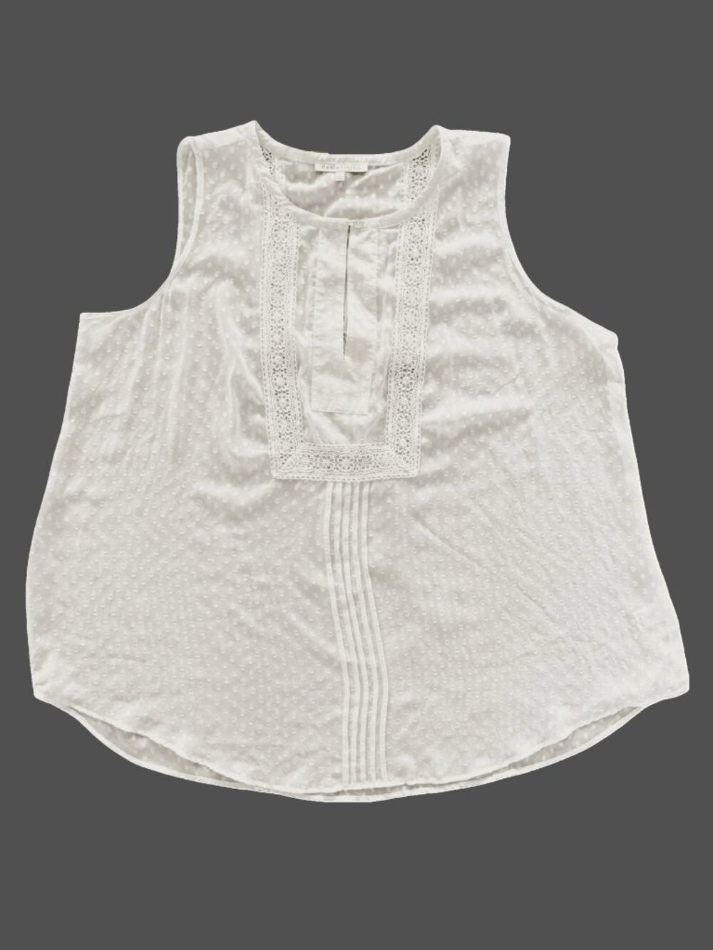 Daniel Rainn WHITE Sheer Swiss Dot Crochet Trim Tank Top - 3X